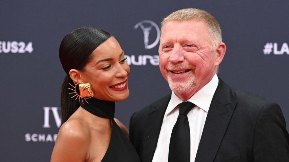 Boris Becker and his partner Lilian are beaming in Madrid