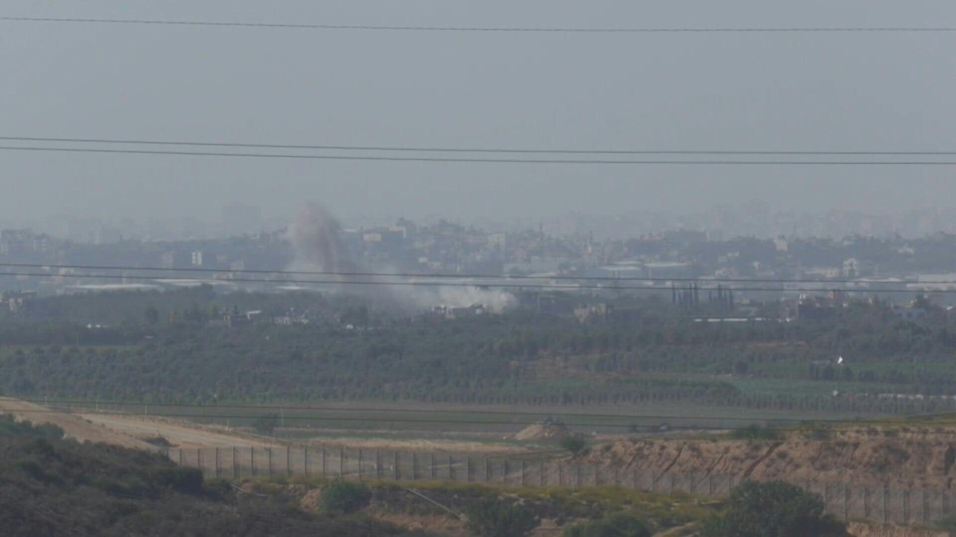Strike on northern Gaza seen from southern Israel