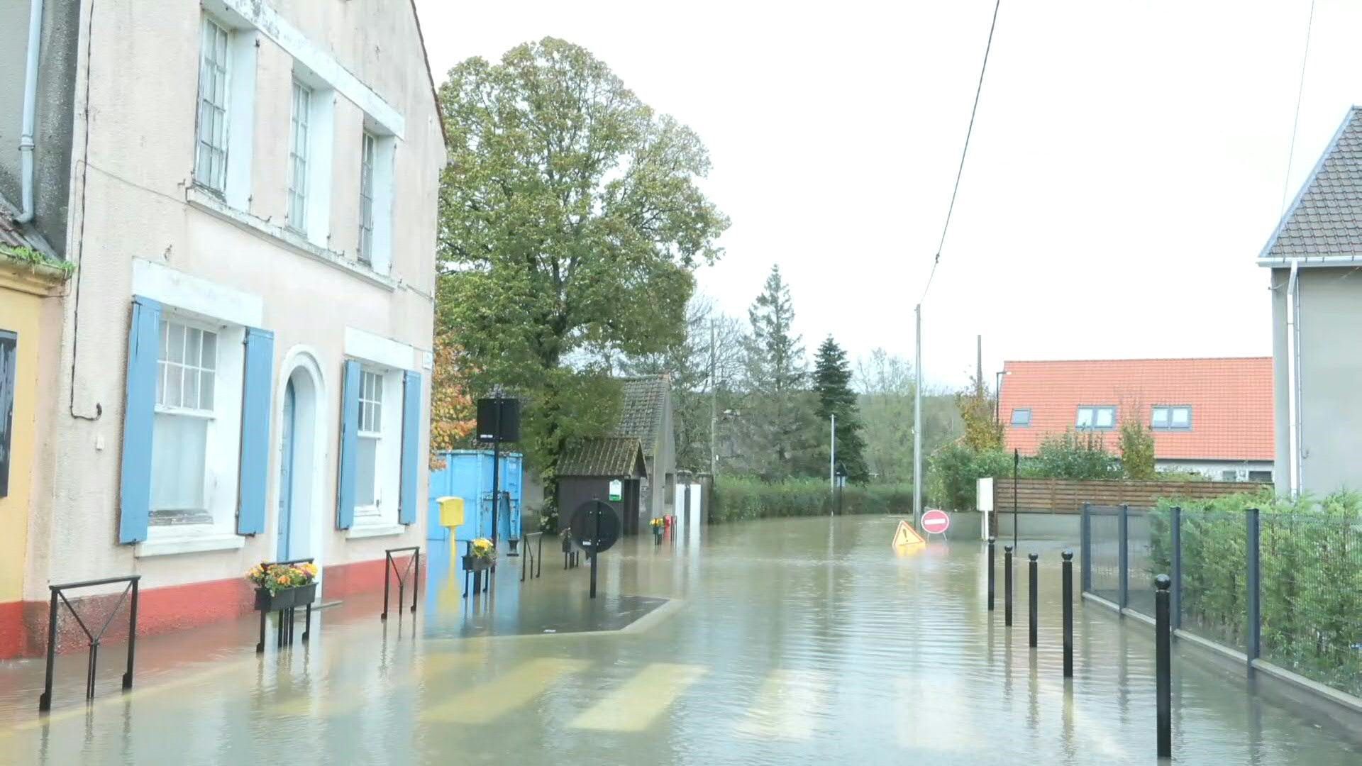 Storms in the North of France: Hesdigneul-les-Boulogne under water