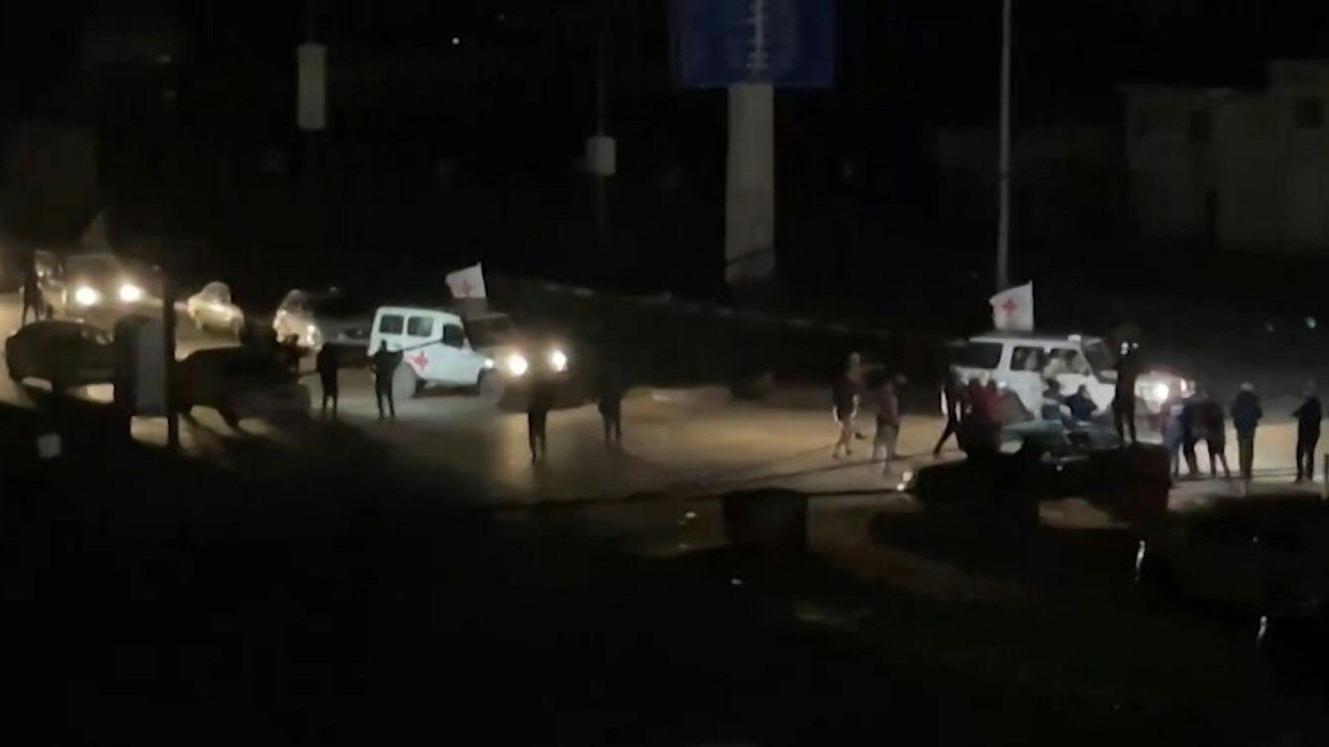 Red Cross convoy transporting released hostages crosses Rafah towards Egypt