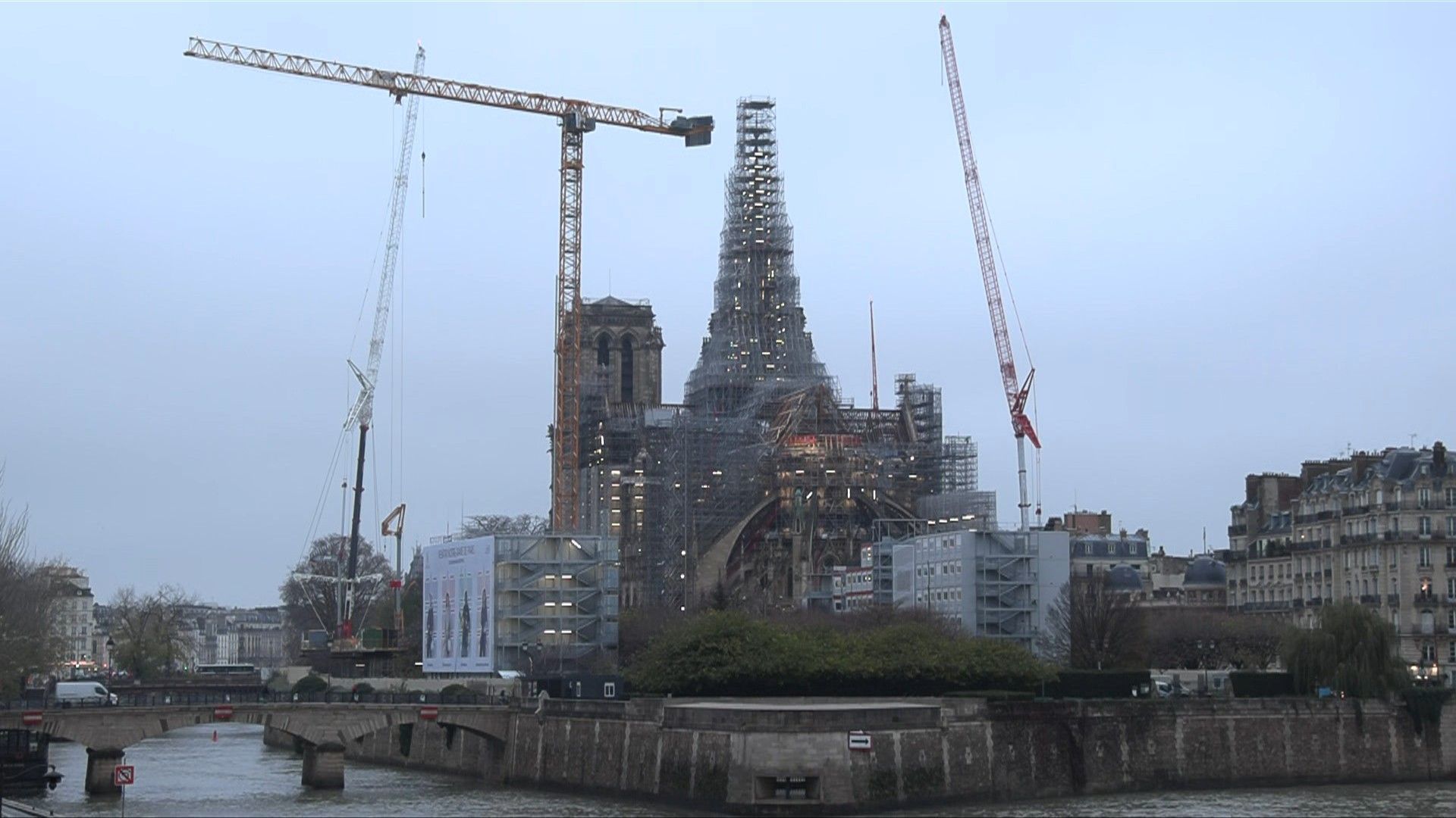 Notre-Dame construction site, exactly one year before re-opening date