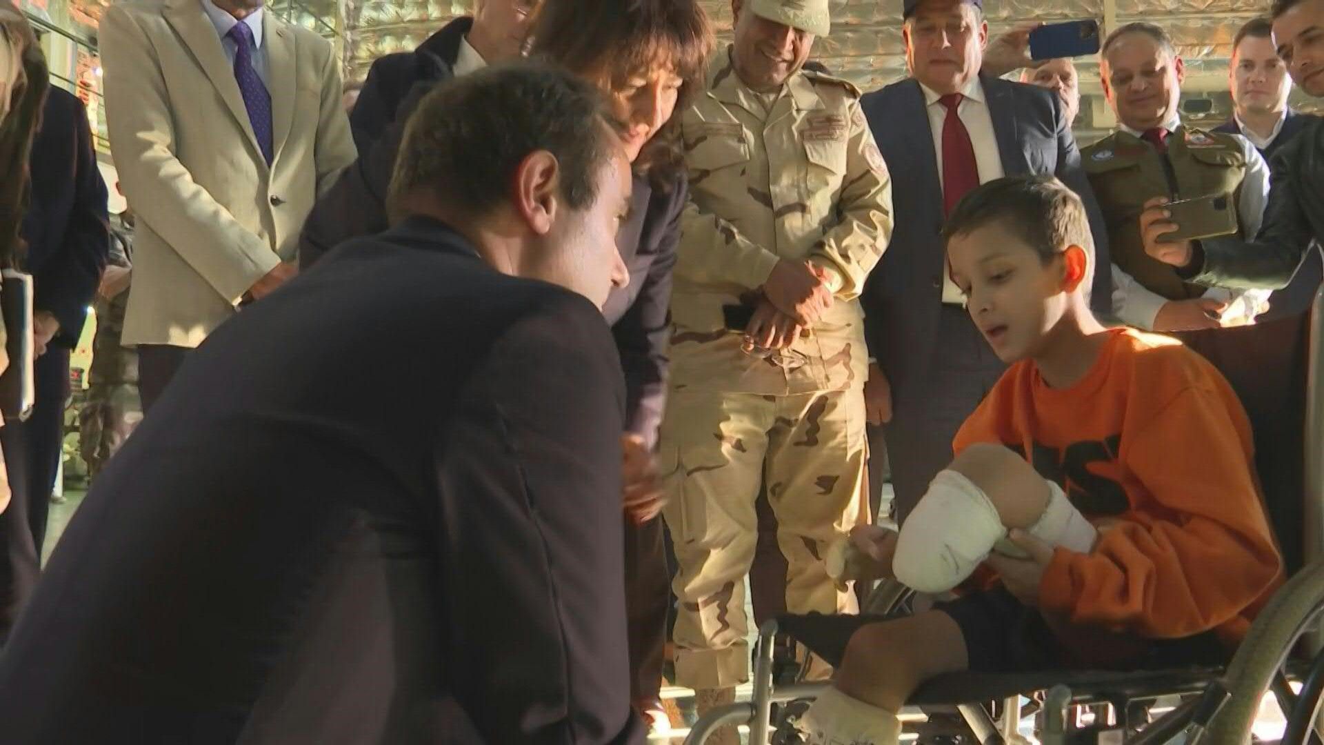 French Defence Minister visits helicopter carrier turned into hospital for Gaza refugees