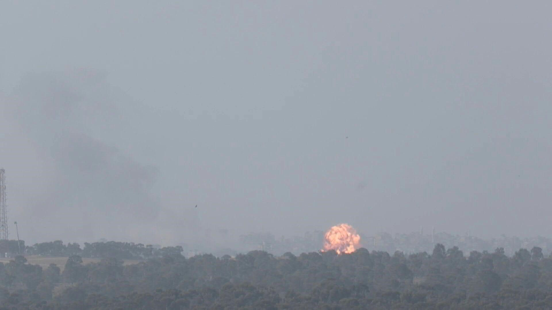 Explosion in central Gaza seen from Israel