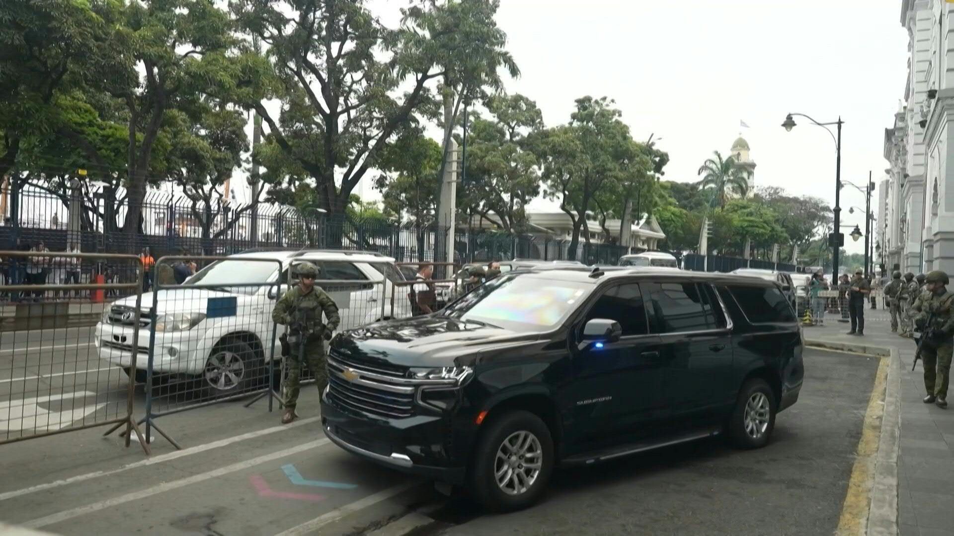 Ecuador president leaves high-profile meeting with security officials