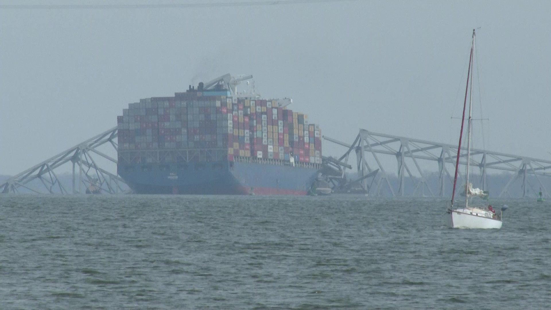 Images of the collapsed Francis Scott Key Bridge in Baltimore