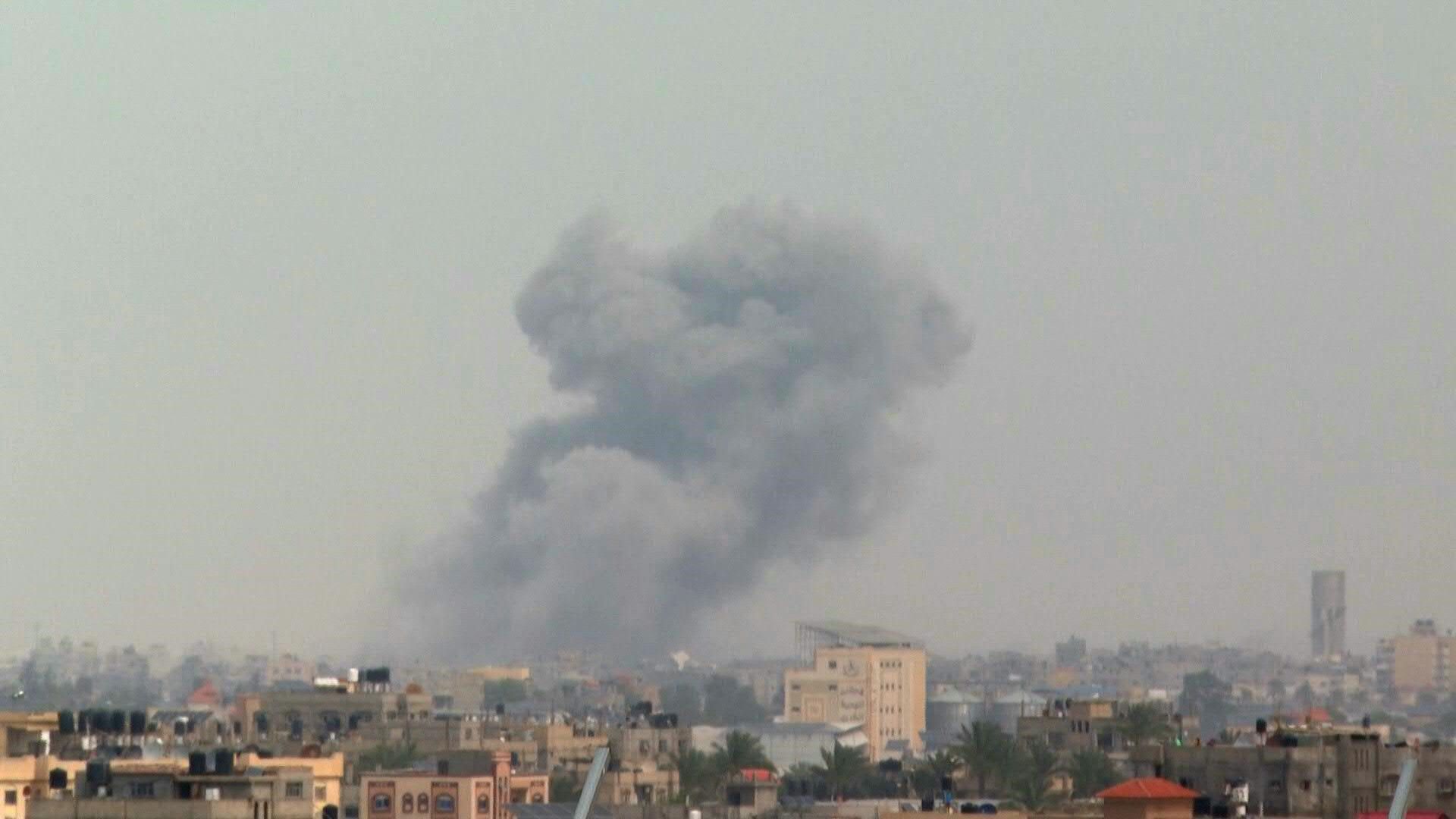 Smoke rises after strikes on Rafah, southern Gaza