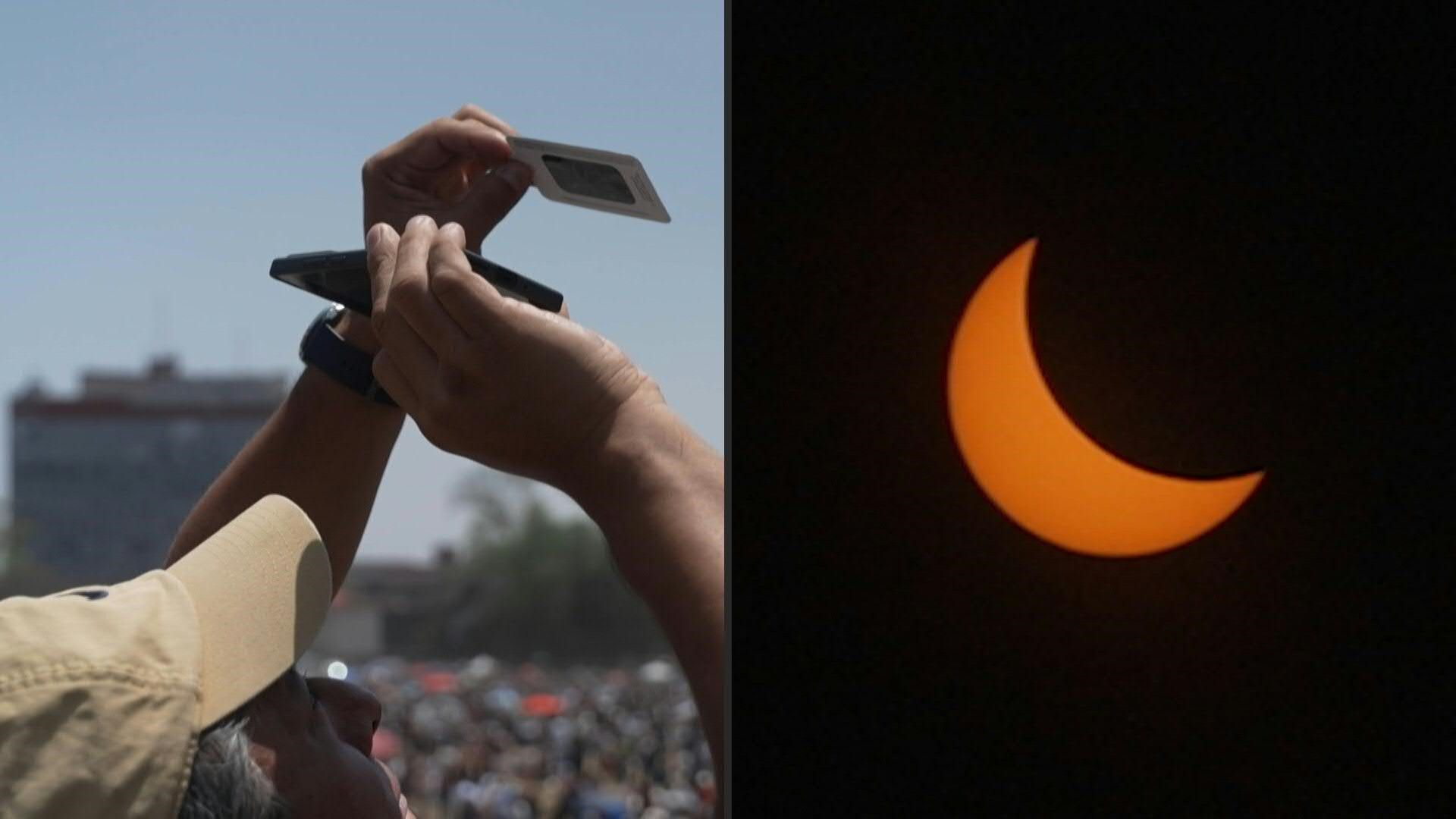 Hundreds of Mexicans watch total solar eclipse in the capital