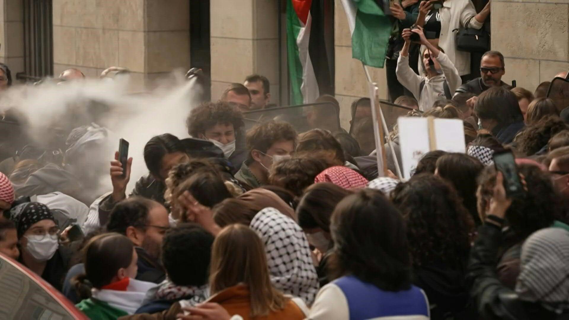Paris: Police break up pro-Palestinian rally outside Sorbonne University