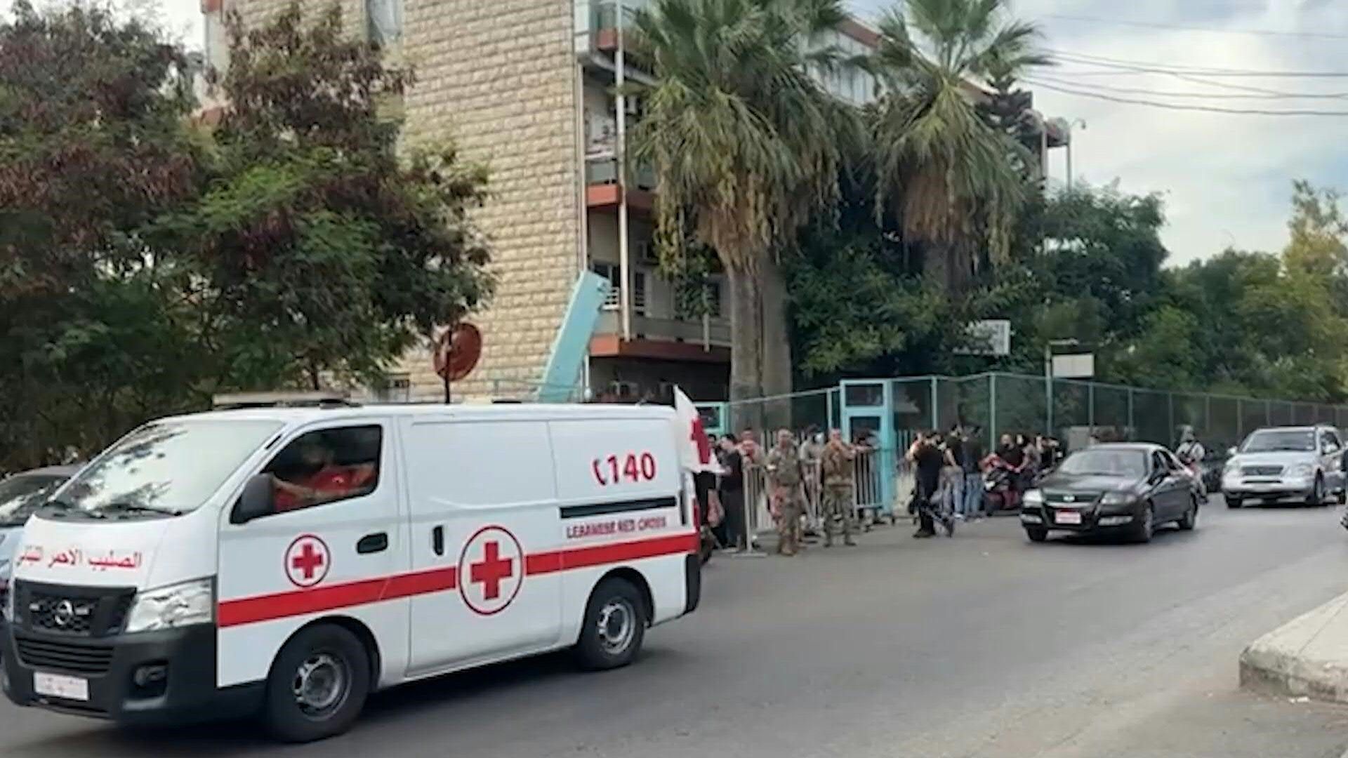 Scene outside hospital in Beirut's southern suburbs after Israeli strike
