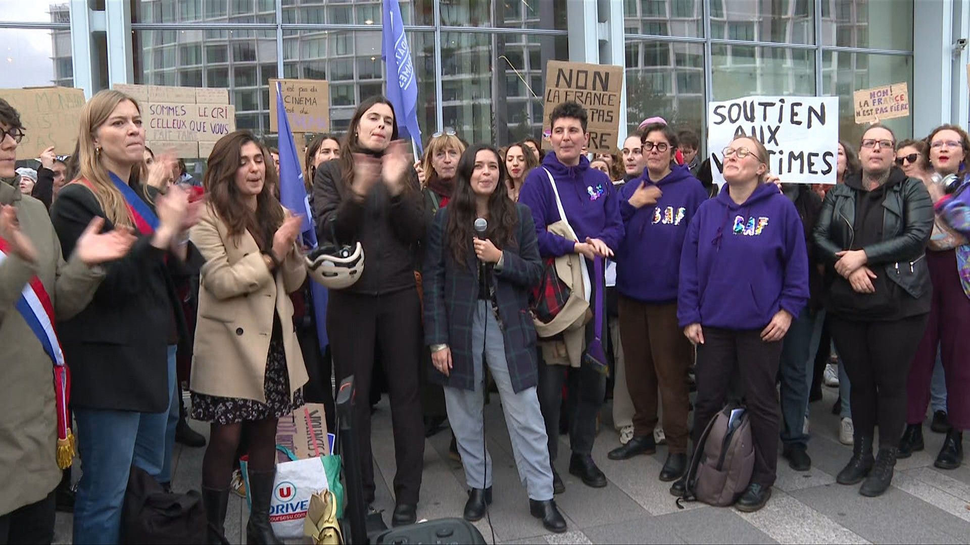 Feminists protest in Paris before start of Depardieu trial
