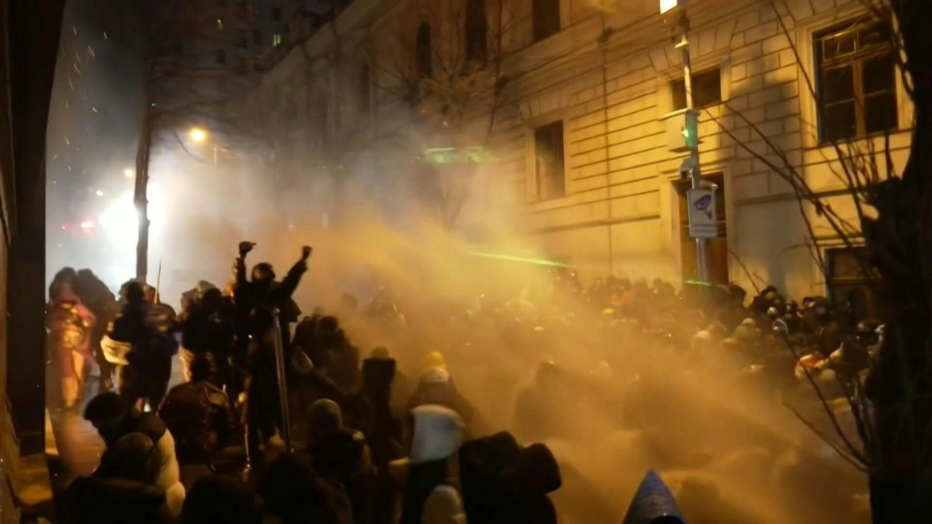 Police use water cannon on pro-EU protesters outside Georgian parliament
