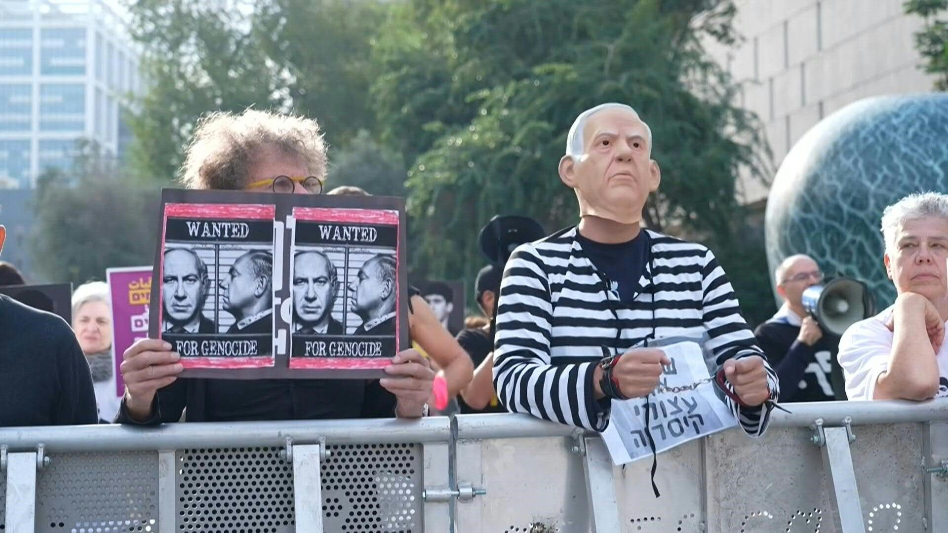 Protests outside court as trial of PM Netanyahu resumes in Tel Aviv