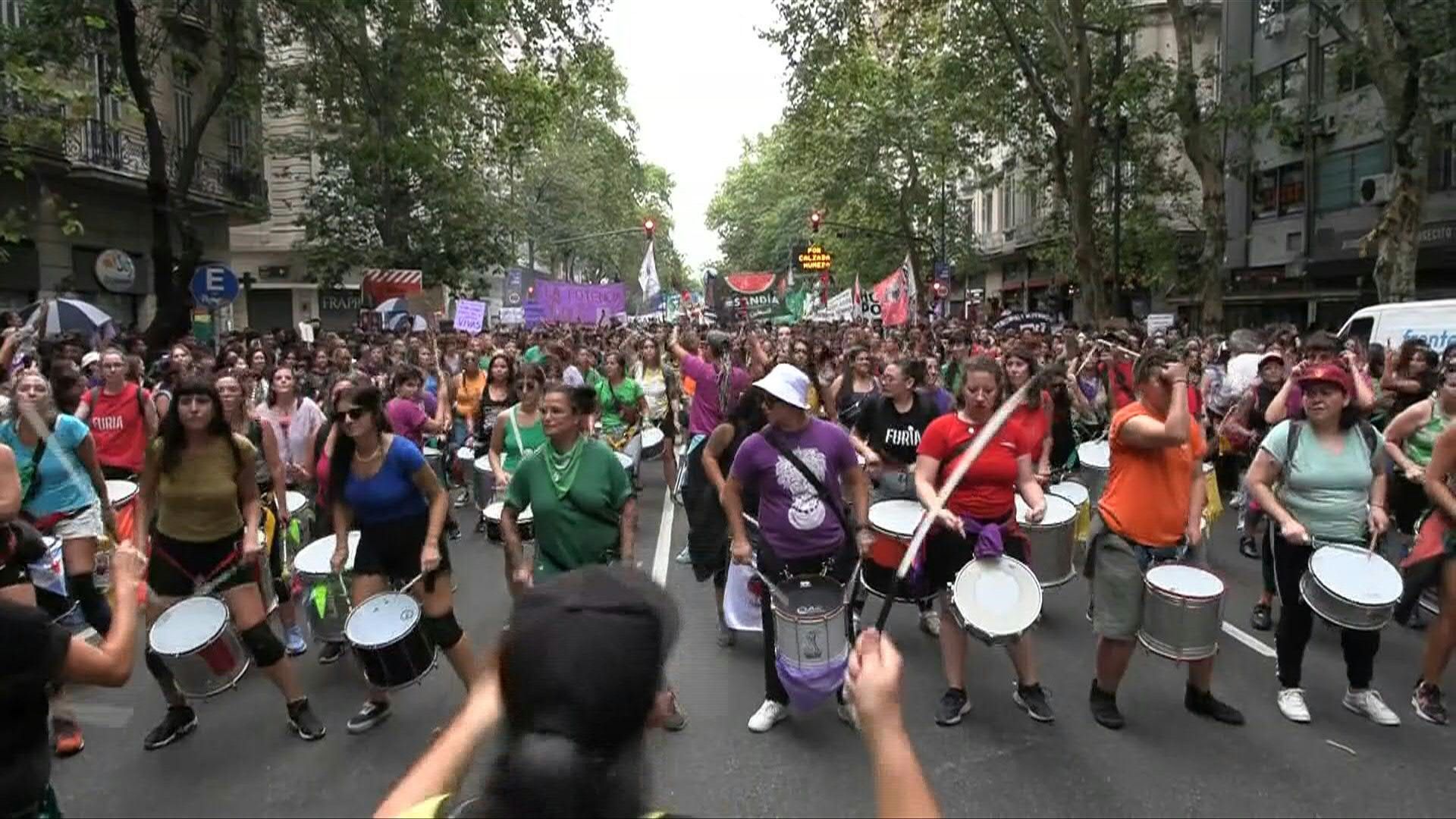 Thousands rally in Buenos Aires to celebrate International Women's Day