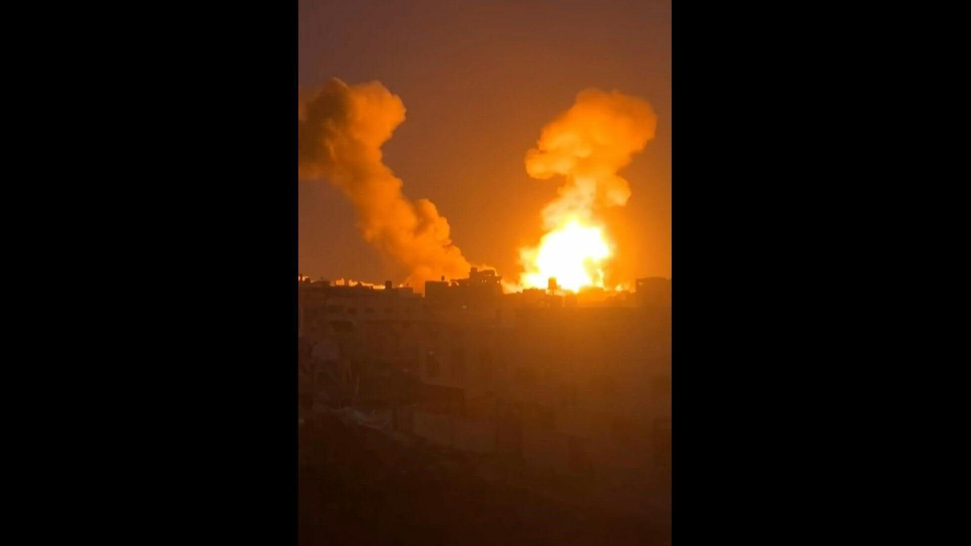 Video: Large explosion as Israel strikes Gaza City neighbourhood