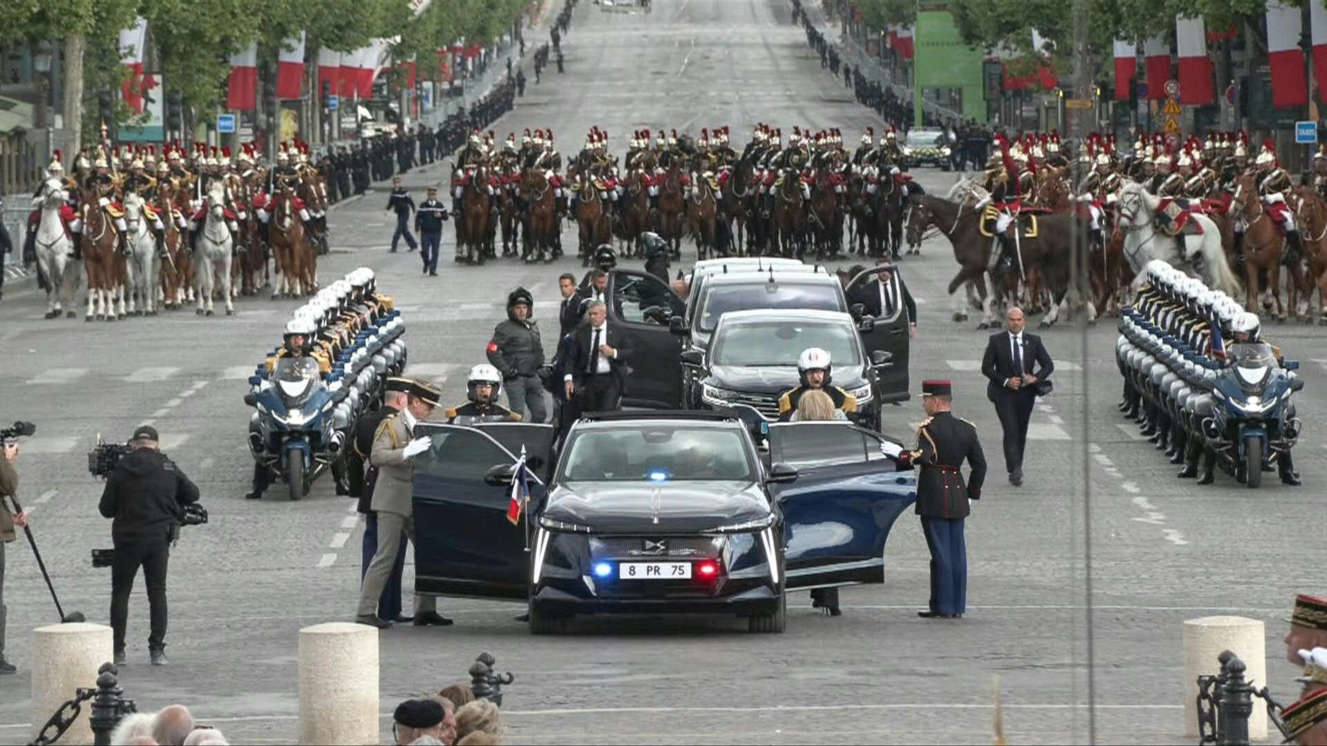 Macron arrives at 'Arc de Triomphe' for May 8 commemorations