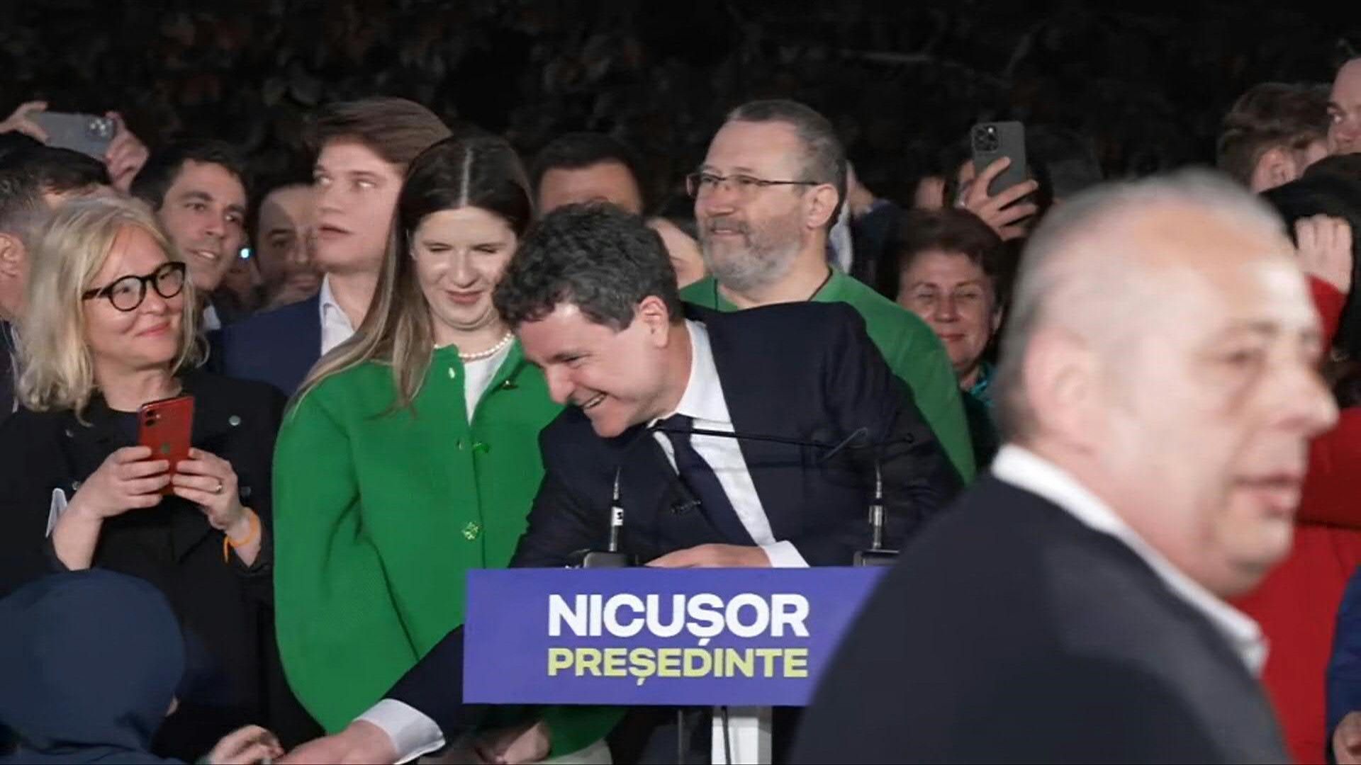 Nicusor Dan celebrates lead in Romanian presidential election