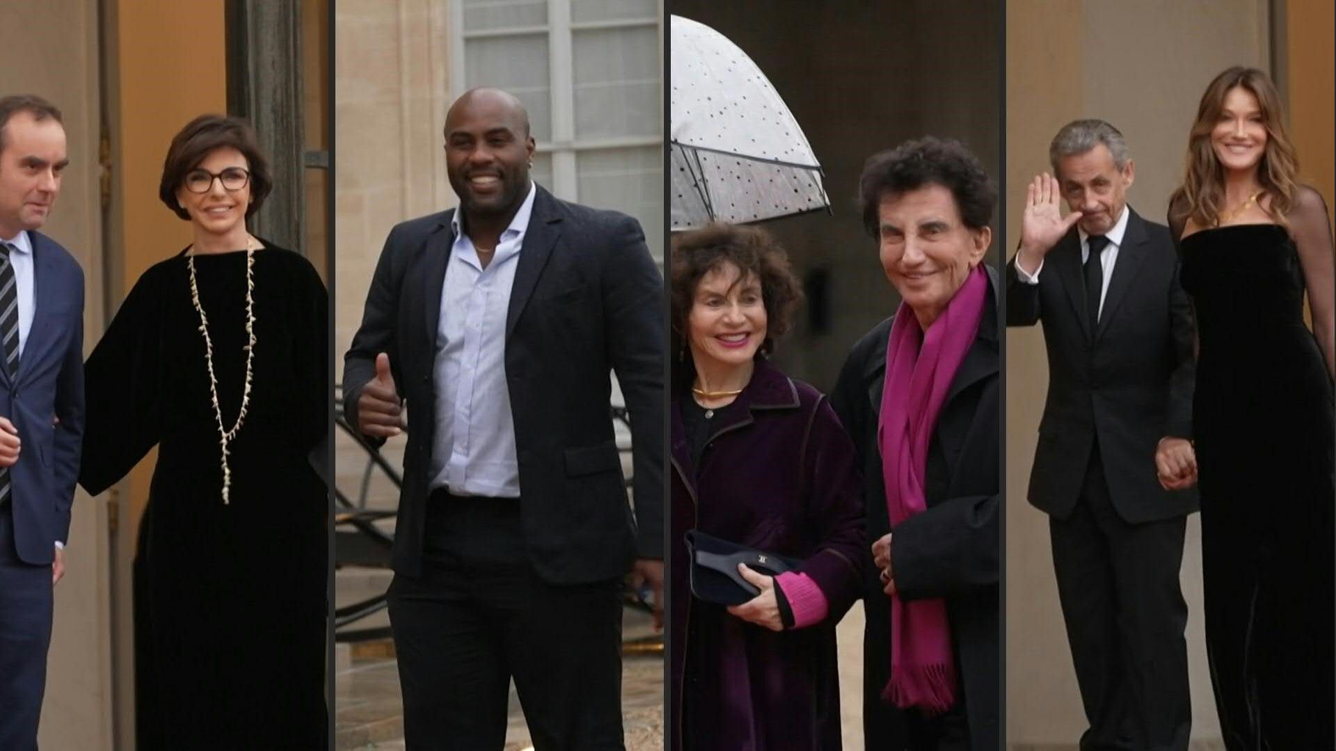 Teddy Riner, Nicolas Sarkozy and Carla Bruni at the Elysée for dinner with Lula