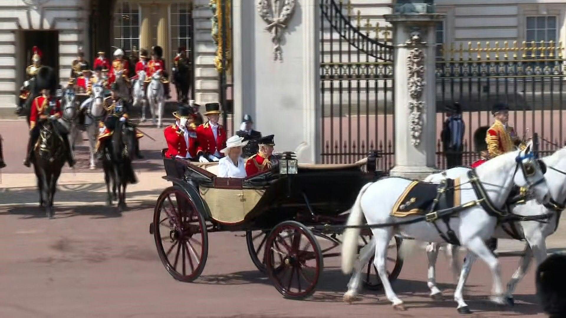 The Royal family appears in the Trooping the Colour parade