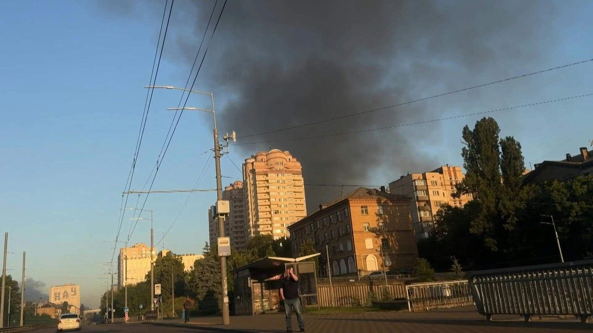 Smoke over Kyiv after Russian night missile bombardment