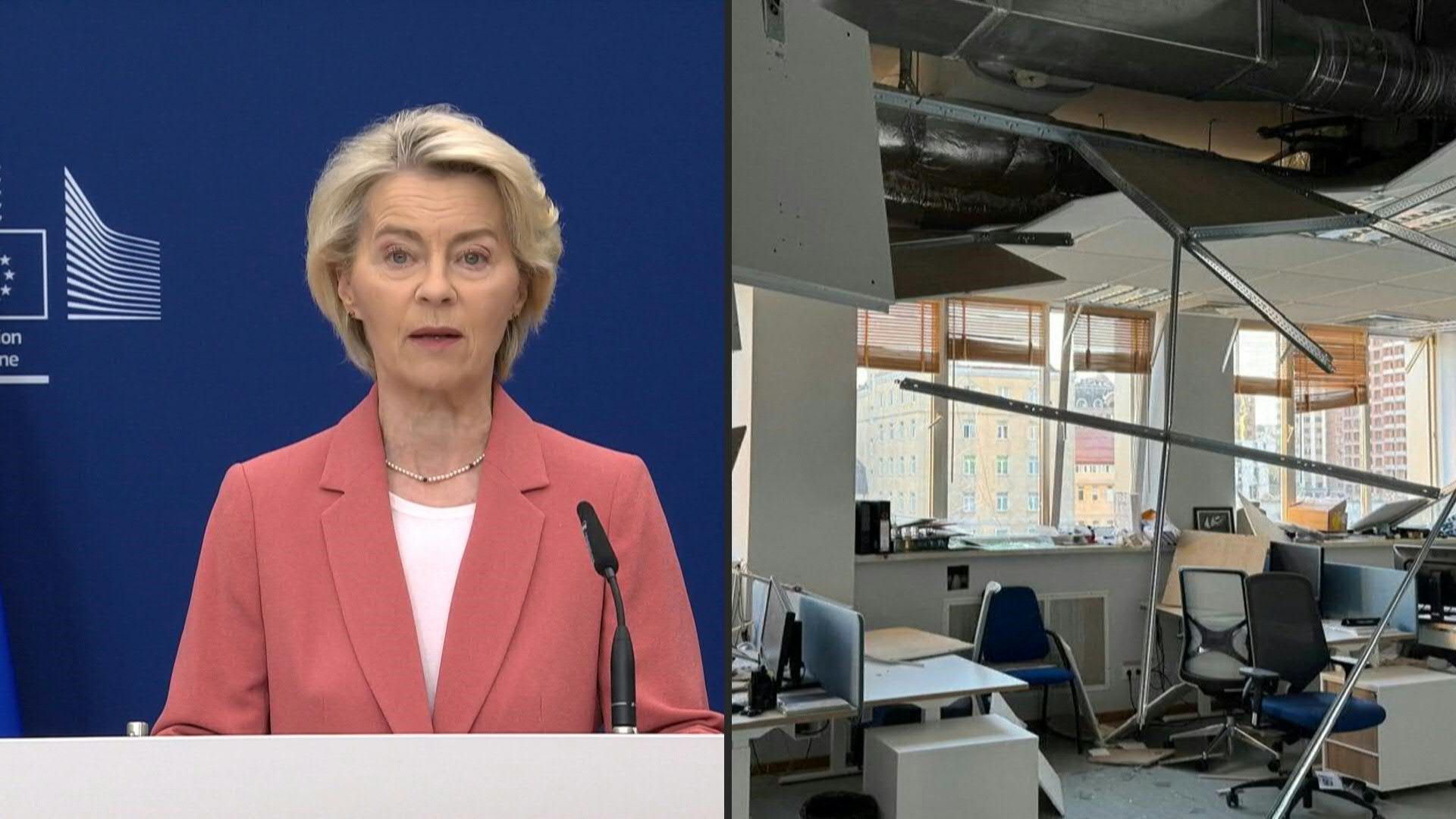 Von der Leyen „empört“ über russischen Angriff in Kiew