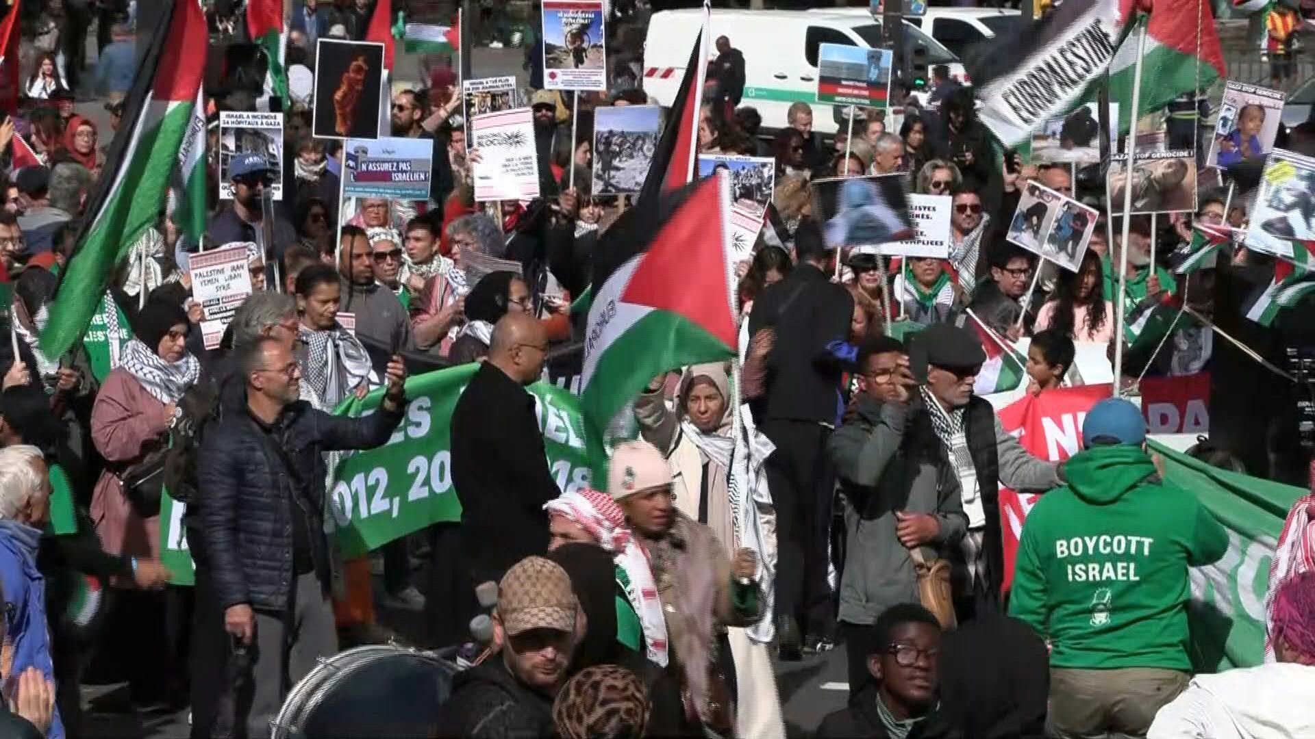 Video: Hundreds protest in support of Gaza in Paris
