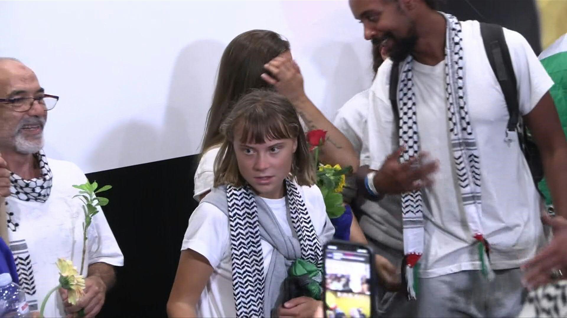 Gaza aid flotilla detainees, Greta Thunberg, land in Greece