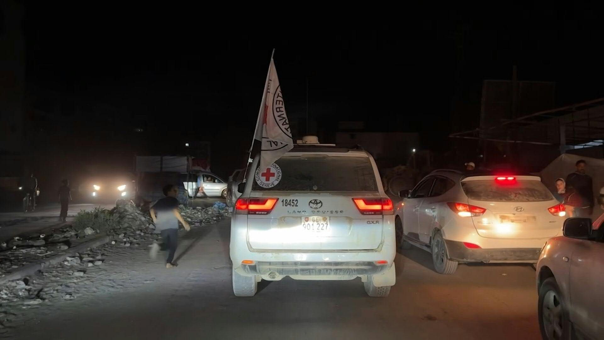 Red Cross convoy transporting hostages bodies departs Gaza City