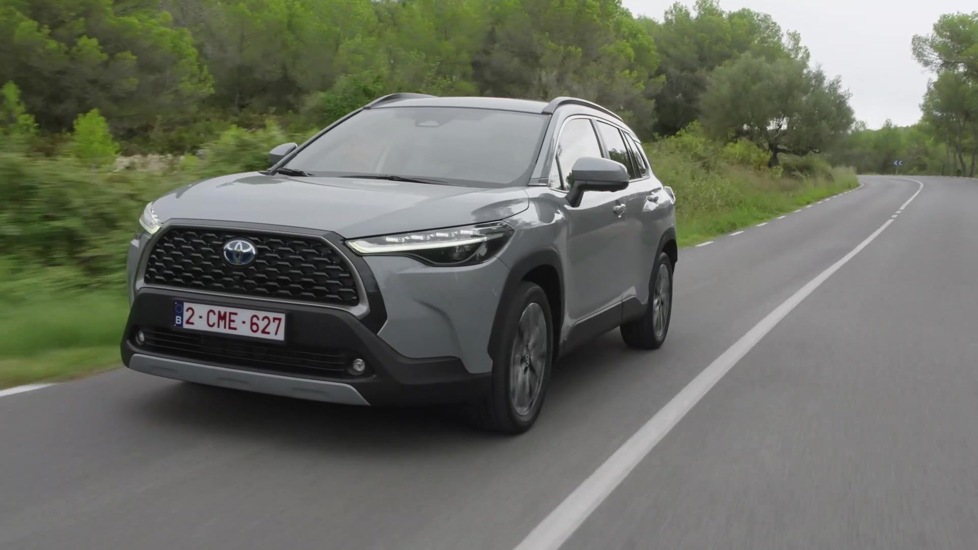 2022 Toyota Corolla Cross Hybrid in Cement grey Driving Video