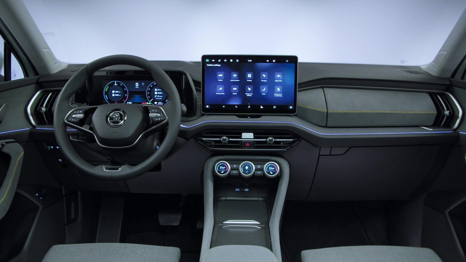 Der neue Škoda Kodiaq - Interieur - Kombination aus geräumigem Design, innovativen Bedienelementen und zusätzlichen nachhaltigen Materialien