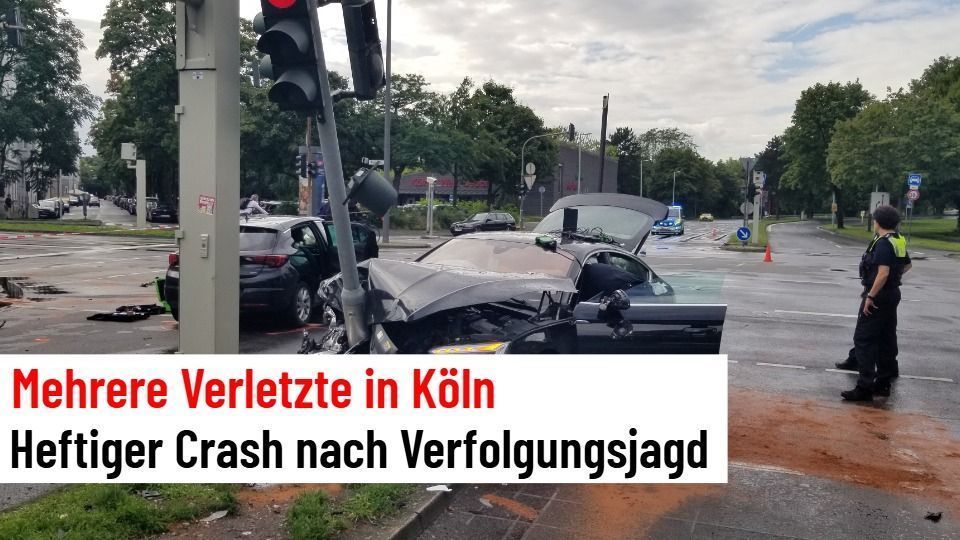 Video: Heftiger Unfall nach Verfolgungsjagd in Köln