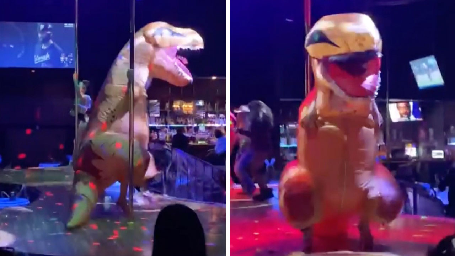 POLE-DANCING T-REX IS A ROARING SUCCESS IN HILARIOUS VIRAL VIDEO