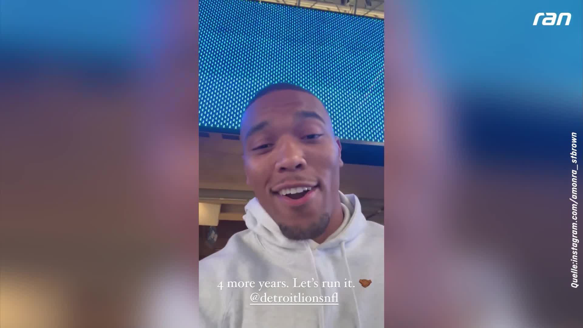 Amon-Ra St. Brown reacts to his record contract