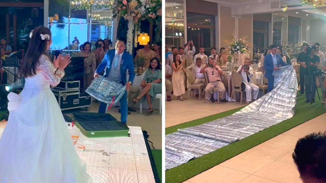 Alfombra de 16.000 euros: El novio sorprende a la novia en su boda