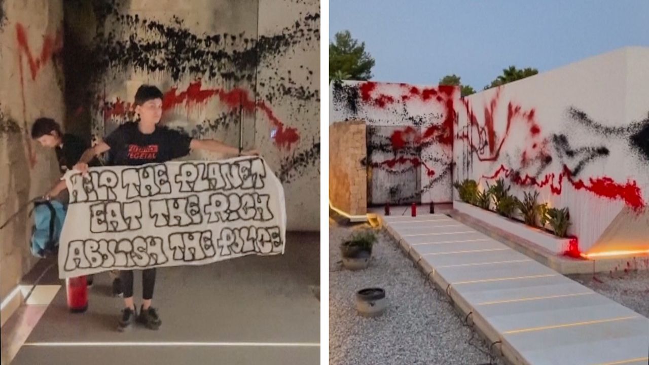 Farbangriff in der Nacht: Klima-Aktivsten besprühen Messi-Villa auf Ibiza