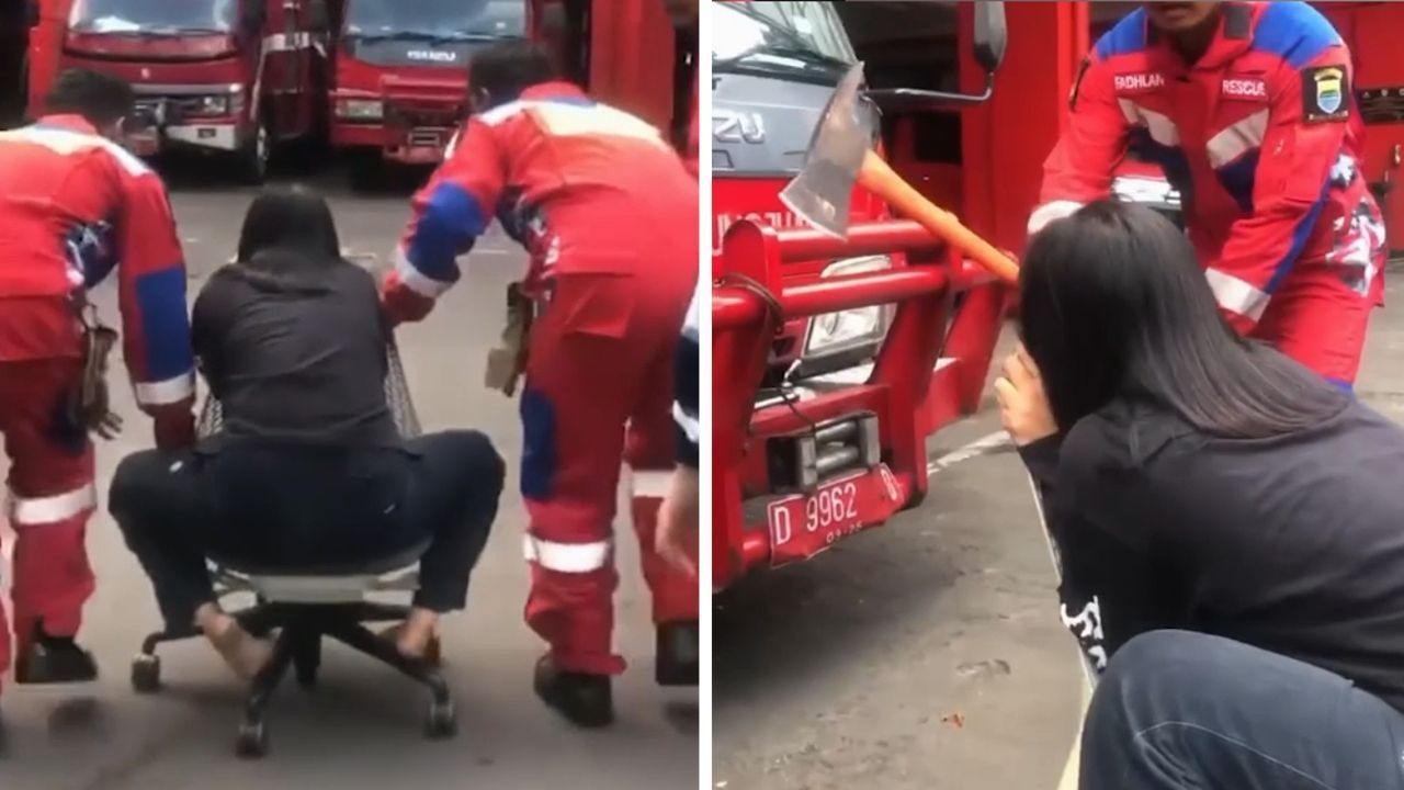 Gefährlicher Büroalltag: Frau bleibt mit Piercing an Stuhl hängen – Feuerwehr greift ein