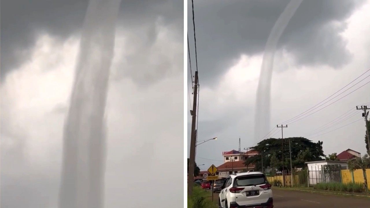 Mächtiger Wirbelsturm: Wasserhose zieht über die Küste von Sulawesi