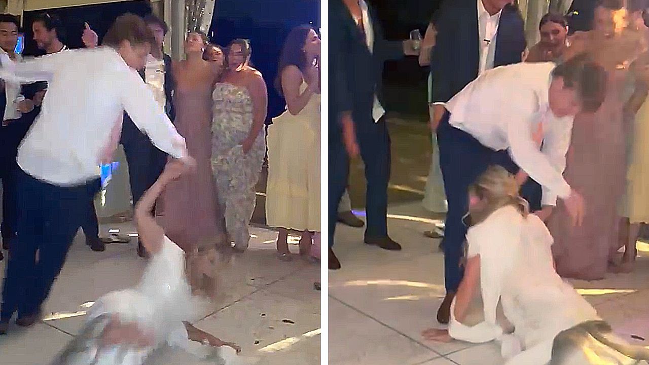 Video: Beim Hochzeitstanz gestürzt: Braut zeigt spektakulären Move