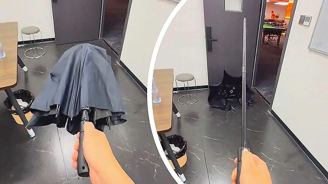 Epic fail! Chinese man hilariously fails while testing automatic ejecting umbrella