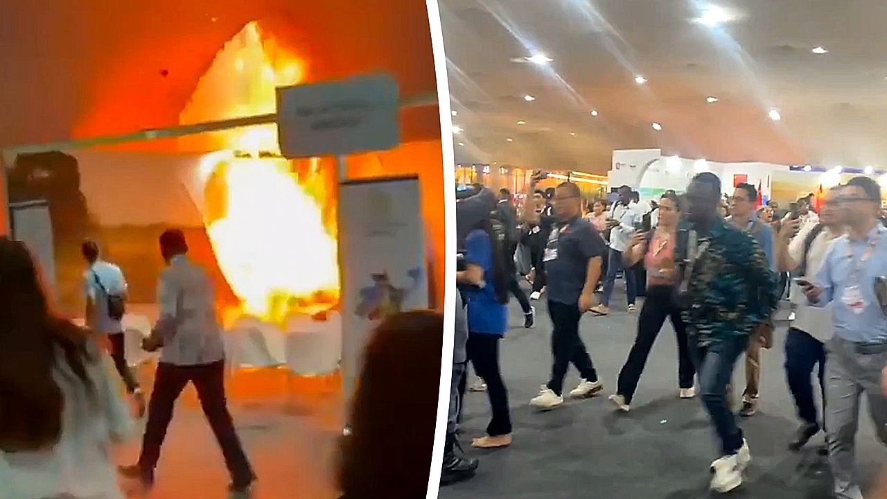 Video: Fire spreads through pavilion at COP30 in Brazil, sparking panic as visitors flee