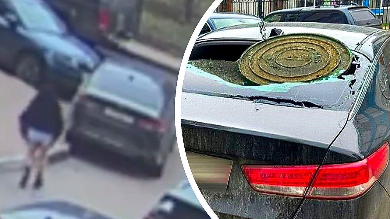 Zerbrochene-Liebe-Frau-geht-mit-Gullydeckel-auf-Auto-ihres-Ex-los