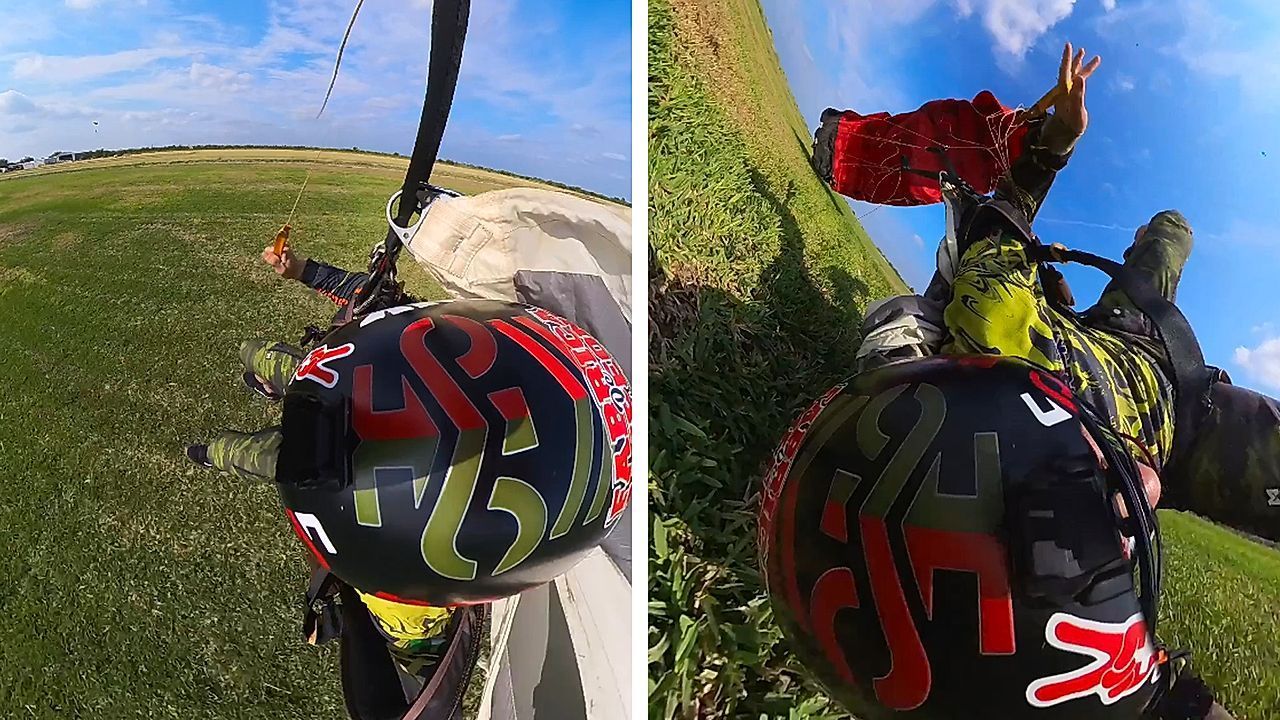 Video: Gefährlicher Fehler: Fallschirmspringer unterschätzt Landung – mit harten Konsequenzen