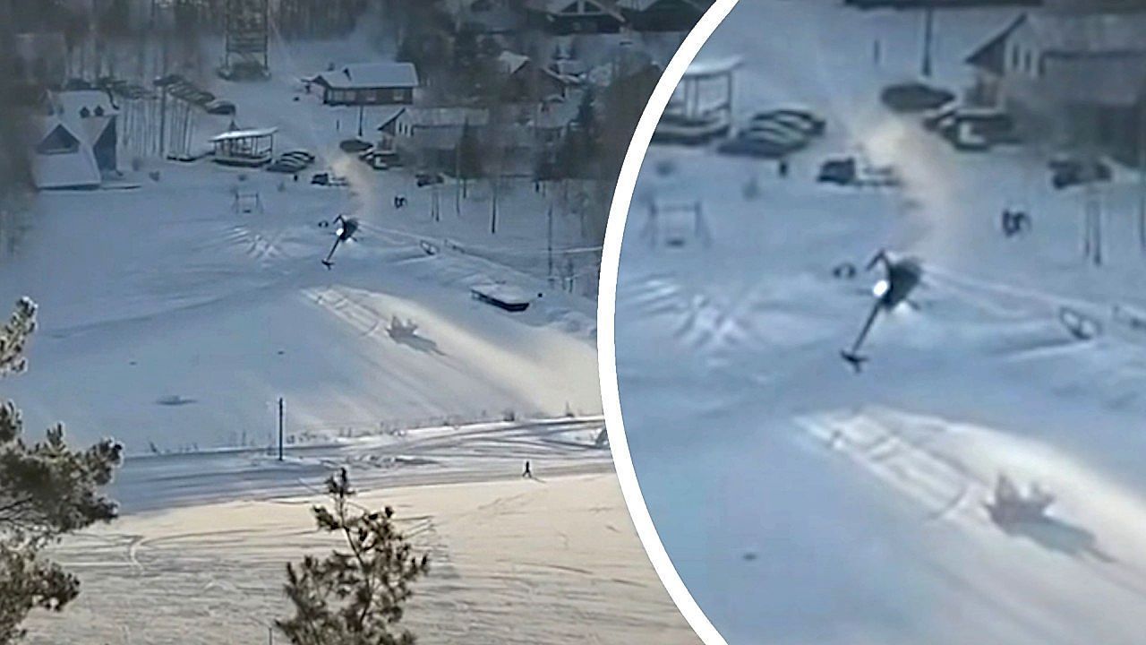 Private-helicopter-crashes-after-hitting-ski-recreation-park-power-lines-in-Russia