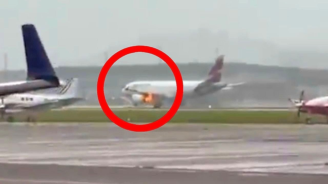 Video: Latam plane aborts takeoff after one of its engines catches fire