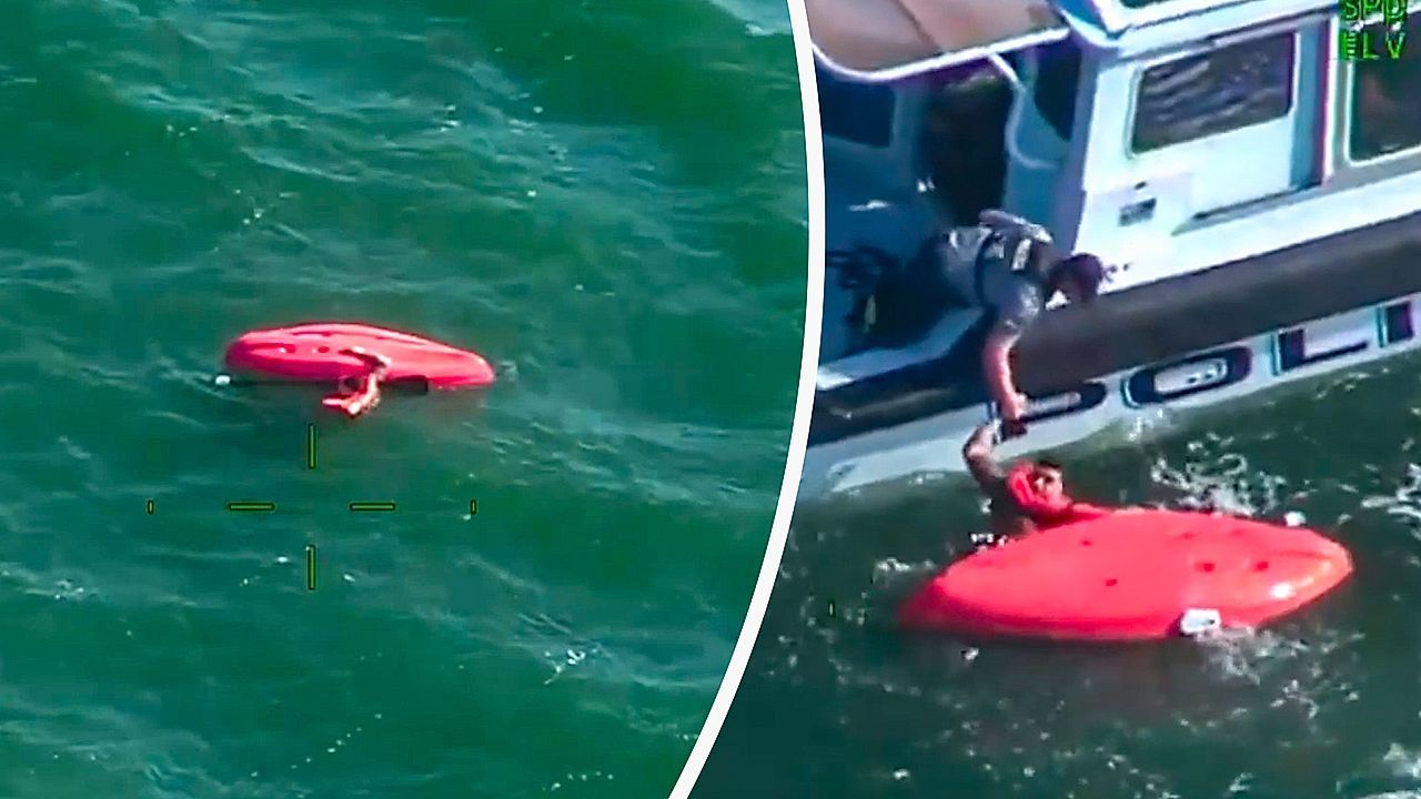 Video: Kilometerweit vor der Küste getrieben: Verunglückter Kajakfahrer gerettet