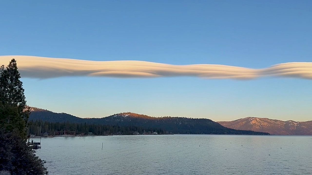 Video: Rare elongated cloud formation stretches across the sky above Lake Tahoe