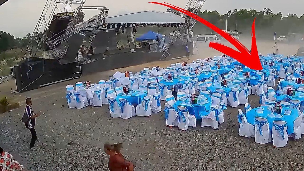 Video: Einweihung fast geplatzt: Sturm reißt Konzertbühne kurz vor Partystart um