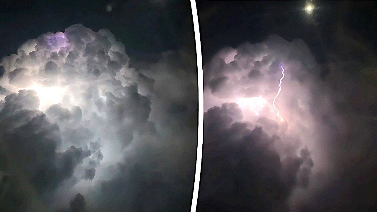 Video: Logenplatz über den Wolken: Passagier filmt spektakuläres Gewitter aus dem Flugzeug