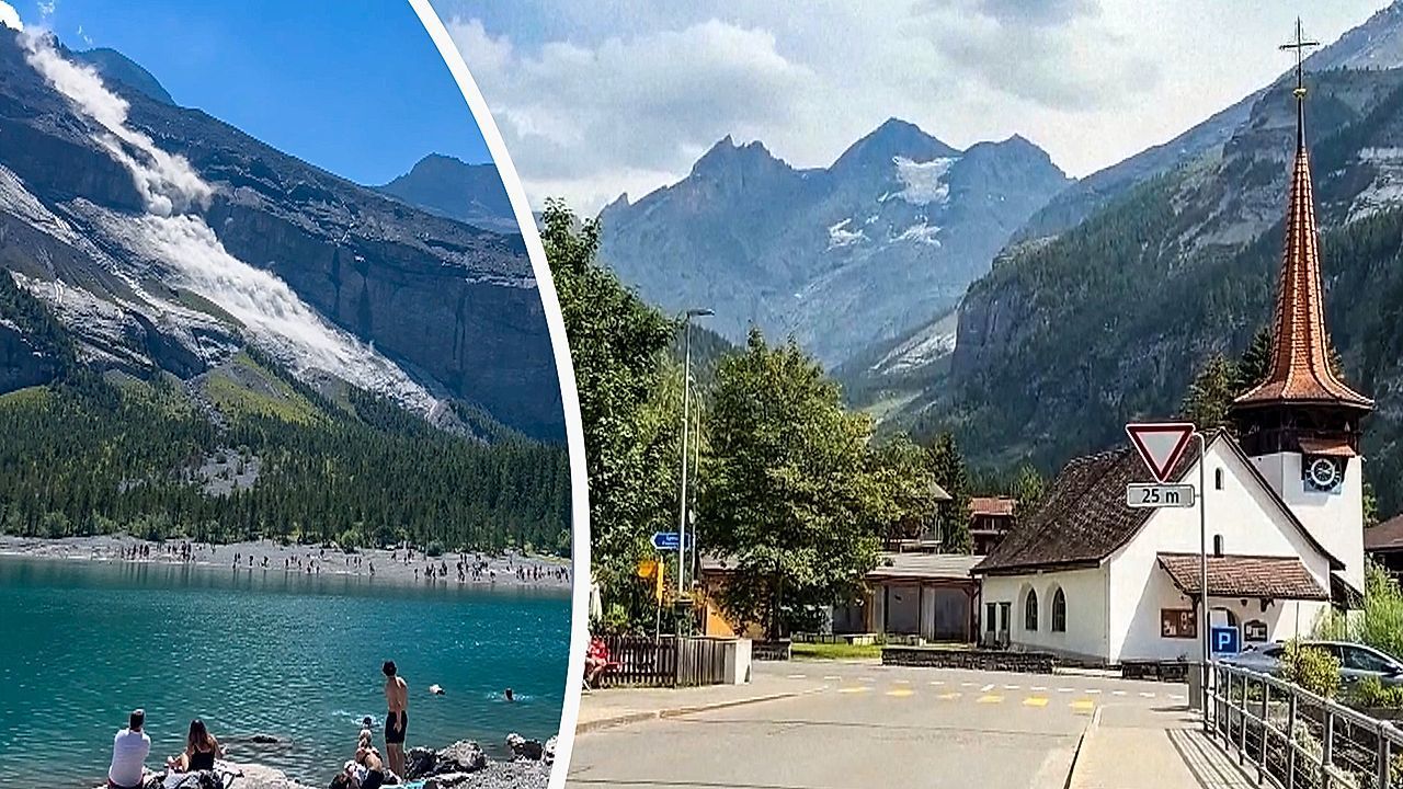 Video: Berg droht abzurutschen: Felssturz bedroht Dorf in der Schweiz