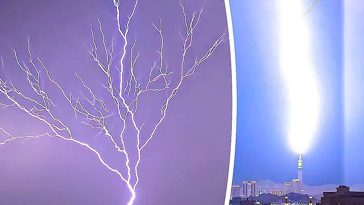 Video: Lightning bolt strikes iconic Mecca clock tower during dramatic thunderstorm