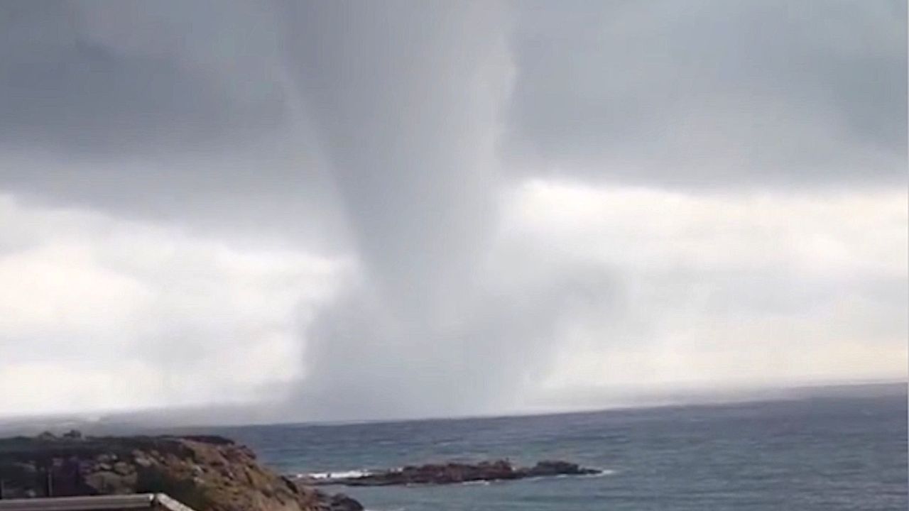 Huge waterspout forms off Rhodes island as storms batter Greece
